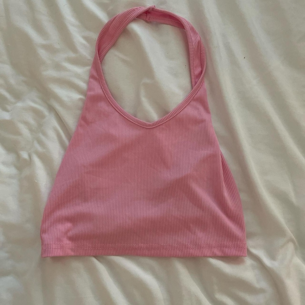 Pink Ribbed Halter Top